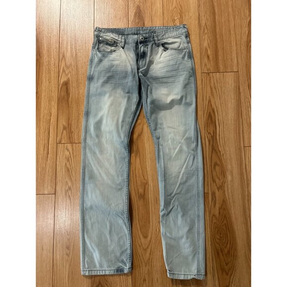 Buffalo SIX Jeans Mens 32 Slim Straight Distressed Gray/Blue Zip Pocket Cotton - Picture 2 of 6